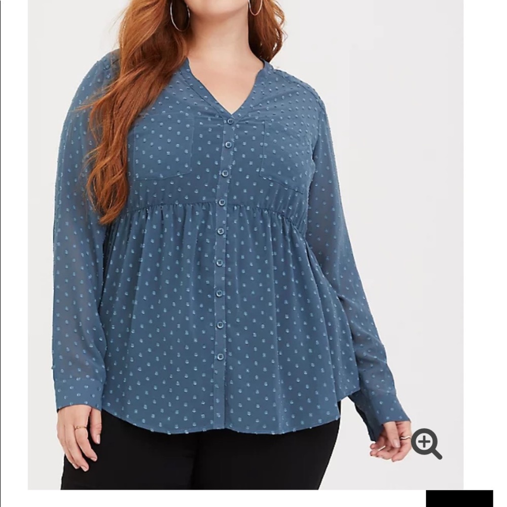 Torrid Blue Swiss Dot Babydoll Tunic